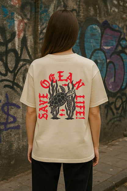 Save Ocean Life - Unisex Oversized Shirt - off white